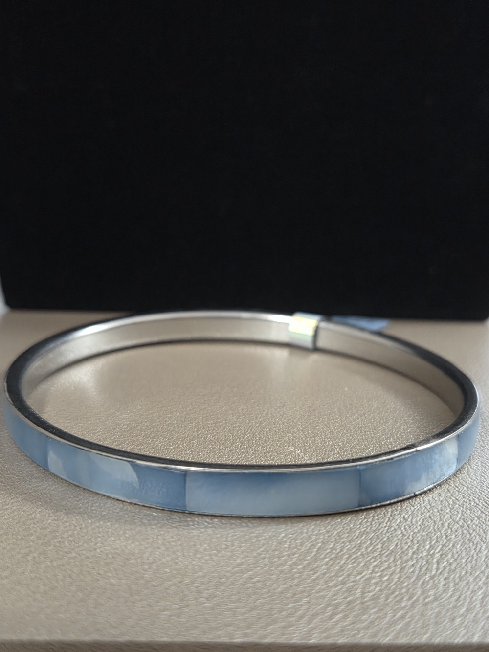 Blue Enamel Hinged Bangle Bracelet